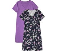 bonprix Pack of 2 V-Neck Nighties Lilac/blue