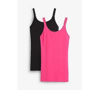 bonprix Pack of 2 Vest Tops Pink / Black