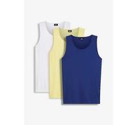 bonprix Pack of 3 Tank Tops Midnight Blue/white/lemon