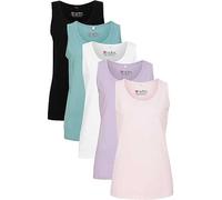 bonprix Pack of 5 Long Vest Tops Black