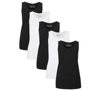 bonprix Pack of 5 Long Vest Tops Black