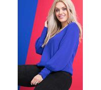 bonprix Puff Sleeve V-Neck Jumper Blue