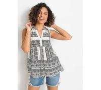 bonprix Sleeveless Printed Blouse Black Print