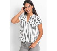 bonprix Striped Short Sleeve Blouse White Stripe