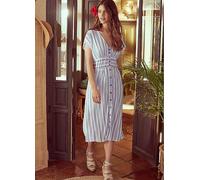 bonprix Stripy Button Dress Pale Blue Stripe