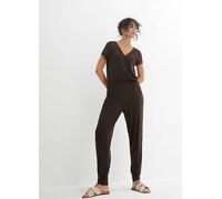 bonprix V-Neck Jersey Jumpsuit Dark Brown