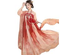Bonrina Traditional Chinese Hanfu Costume, Tang Dynasty Elegant Long Dress, Swing Skirt Outfit for Women's Clothing Cosplay, Stage Performance, Photography (Red, Extra Large)