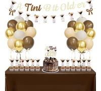 Bonropin Martini Birthday Party Decorations, Gold Brown Glitter A Tini Bit Older Banner Cake Topper Balloons Tablecloth, Ribbon Bow for Martini Themed Party, Bachelorette Party, Tiny Bar Party Decor