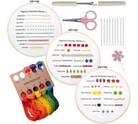 Bonroy Beginners Embroidery Practice kit 3 Sets to Learn 30 Different Stitches for Craft Lover Hand Stitch with Embroidery Fabric with Skill Techniques
