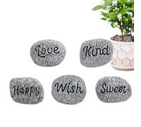 Bonsai Decorative Rocks - Artificial Resin Stone Collection, Five Piece succulentt Cactus Display Accents Featuring Mini Warm Letter Style, Waterproof Pebbles For Pots | Home Garden Ornament
