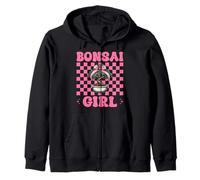 Bonsai Girl Tree Japanese Zen Pink Coquette Bow Zip Hoodie