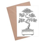 Bonsai Greeting Card - Premium A6 Card with Soft-Touch Finish, Blank Inside - Bonsai Tree Art by UK Artists