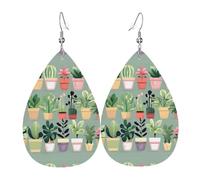 Bonsai plant Leather Earring Pairs Teardrop Faux Leather Earrings Set for Women Lightweight Leather Dangle Drop Earrings.