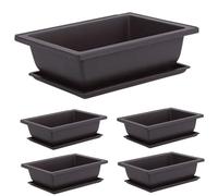 Bonsai Pot 10PCS Square Plastic Plant Pot with Saucer 6.3x4.7x2.3 Inch Bonsai Tree Pots with Trays Garden Pots for Flower Succulent Growing.