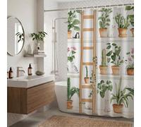 Bonsai Shower Curtain 100x180cm Polyester Fabric Bath Curtains Waterproof Machine Washable Quick-Drying Bathroom Curtains Weighted Hem Hooks Rings Bathtub Wet Room Accessories (Plant) ZO-693