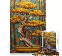 Bonsai Tree Abstract Painting 1000 Piece Jigsaws for Teenagers Puzzle Clear Thinking Mindful Escape Firm Interlock Unique Gift (38X52CM)
