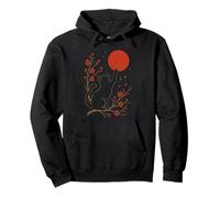 Bonsai Tree Branch Flowers Sunset Silhouette Japanese Cat Pullover Hoodie