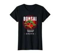 Bonsai Tree Enthusiast Retro Sunset Illustration Value Graphic T-Shirt, Women, Black, S