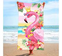 Bonsai Tree Flamingo Beach Towel, 30" x 60", Microfiber, Pink, Sand Proof, Quick Dry, Beach Towel for Women, Kids, Teens