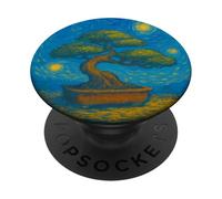 Bonsai Tree Garden Gardener - Van Gogh Starry Night Style PopSockets Adhesive PopGrip