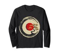 Bonsai Tree In Japanese Zen Buddhist Enso Circle Long Sleeve T-Shirt
