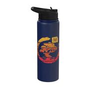 Bonsai Tree Japan Enso Zen Circle Retro Vintage Sunset Stainless Steel Insulated Water Bottle