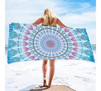 Bonsai Tree Mandala Beach Towel, Indian Hippie Boho Microfiber Bath Towel for Women, Bohemian Blue Sand Free Quick Dry Travel Towels Gifts for Yoga Sports Adults 30" x 60"
