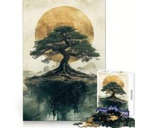 Bonsai Tree Moon Jigsaw Puzzles for Adults1000 Piece Mind Challenge Restful Activity Seamless Fit Festive Present (38X52CM)