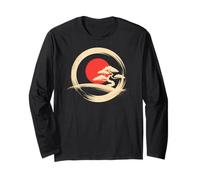 Bonsai Tree Samurai Art in Japanese Zen Buddhist Enso Circle Long Sleeve T-Shirt