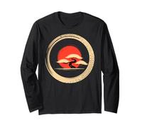Bonsai Tree Samurai Art in Japanese Zen Buddhist Enso Circle Long Sleeve T-Shirt