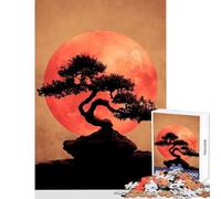Bonsai Tree Silhouette with Red Moon Hard Jigsaw Puzzle for Adults 1000 Pieces Birthday Gifts Difficult Hard Home Decoration Toys for And 14 Years And over (38x52cm)