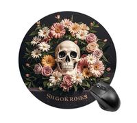 Bonsai Tree Sugar Skull Round Mouse Pad, Non-Slip Rubber Base Waterproof Washable, Computer Mouse Mat for Office Gaming Studying, Premium-Textured Durable Portable Circle Mousepad for Desktop PC Noteb