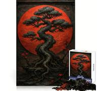Bonsai Tree with Red Moon Backdrop Jigsaw Puzzles for Adults1000 Piece Creative Think Soothing Downtime Exact Edges Xmas Surprise (50X75CM)
