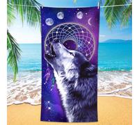 Bonsai Tree Wolf Beach Towel, Dream Catcher Bath Towel Gifts for Boys Kids