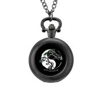 Bonsai Yin and Yang Tree Vintage Pocket Watch with Chain Arabic Numerals Scale Quartz Pocket Watches Gifts for Men Women