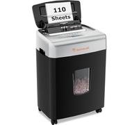 Bonsaii 110-Sheet Auto Feed Office Paper Shredder, 30 Mins Continuous Micro Cut Heavy Duty Paper Shredder, Manual 12-Sheet Home Office Credit Card Shredder with 4 Wheels, 23L Bin (C233-B upgrade)