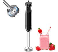 Bonsenkitchen Electric Hand Blender, 2 Speeds, Stainless Steel Blade, Black | Ergonomic Grip, Detachable Shaft for Easy Clean, Immersion Blender Handheld for Making Baby Food, Soups, Sauce