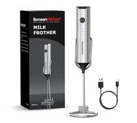Bonsenkitchen Electric Milk Frother, USB Rechargeable Milk Frother, Portable Stainless Steel Milk Frother for Coffee, Latte, Cappuccino, Hot Chocolate, Matcha