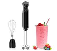 Bonsenkitchen Hand Blender, 3-in-1 Immersion Blender handheld, Stick Blender Electric with Stainless Steel Blade, Egg Whisk, 700ml Beaker for Making Baby Food, Soups, HB3202 (Black)