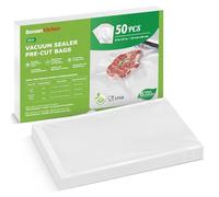 Bonsenkitchen Precut Vacuum Sealer Bags, 50 pcs 15 x 23 CM Food Sealer Bags, Food Grade, BPA Free, Heavy Duty, Customized Size, Vac, Meal Prep or Sous Vide Cooking, VB30
