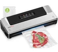Bonsenkitchen Vacuum Sealer, Globefish Technology for High-Speed Continuous Working, Multi-Functional Vacuum Sealer Machine for Sous Vide Cooking and Food Stay, Includes 5 Vacuum Bags (Silver)