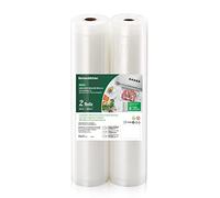 Bonsenkitchen Vacuum Sealer Rolls Bags, 2 Packs 28 cm x 600 m Storage Bags (Total 12 m), BPA Free, Durable Commercial Customized Size for Food Storage and Sous Vide Cooking (VB3207)