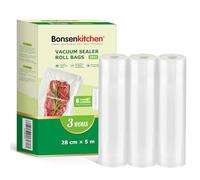 Bonsenkitchen VB41 Vacuum Rolls 3 Rolls 28 cm x 5 m Vacuum Film - Professional Vacuum Bags for Food Vacuum Sealer, Boil-proof and Sous Vide Freezer Bags, BPA-Free