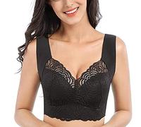 Bonseor Air Ultimate Lift Bra Stretch Full-Figure Seamless Lace Cut-Out Sleep Bra Goldies Bra for Seniors (2pcs-Black,6XL)