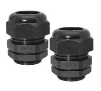 Bonsicoky 1" NPT Nylon Cable Glands, IP68 Waterproof Adjustable Cord Grip Cable Connector Strain Relief Wire Protectors for 18-25mm Cable Diameter, 2 Pcs, Black