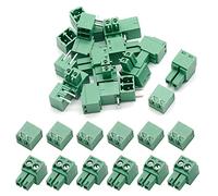 Bonsicoky 10Set 2-Pin 3.81mm Pitch Male Female Screw Terminal Block Connector Plug PCB Mount - Green, 300V 8A