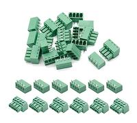Bonsicoky 10Set 4-Pin 3.81mm Pitch Male Female Screw Terminal Block Connector Plug PCB Mount - Green, 300V 8A