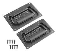 Bonsicoky 2Pcs Recessed Spring Loaded Speaker Handles, 5.1" x 3.15" Chest Cabinet Speaker Case Handles, Black