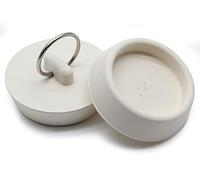 Bonsicoky 2Pcs Rubber Drain Stopper Fits 1-5/8 Inch to 1-3/4 Inch, Bathtub Drain Plug with Hanging Ring, Bathtub Stopper Plug for Kitchen and Bathroom, White