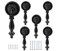 Bonsicoky 6PCS Antique Style Tear Drop Pulls - Vintage Cabinet Decorative Pull Handle Knob for Drawer, Dresser, Wardrobe - Black